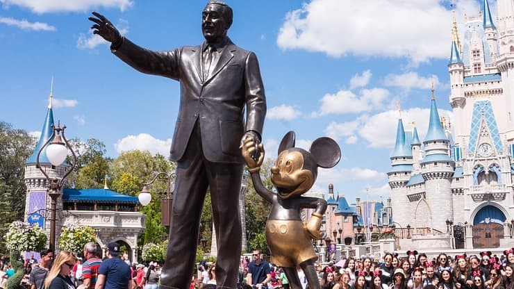 Walt Disney with Mickey Mouse Statue at Walt Disney World